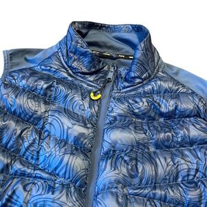 BMW Women's Puffer Vest Blue Swirl Print Lightweight Full Zip Size L